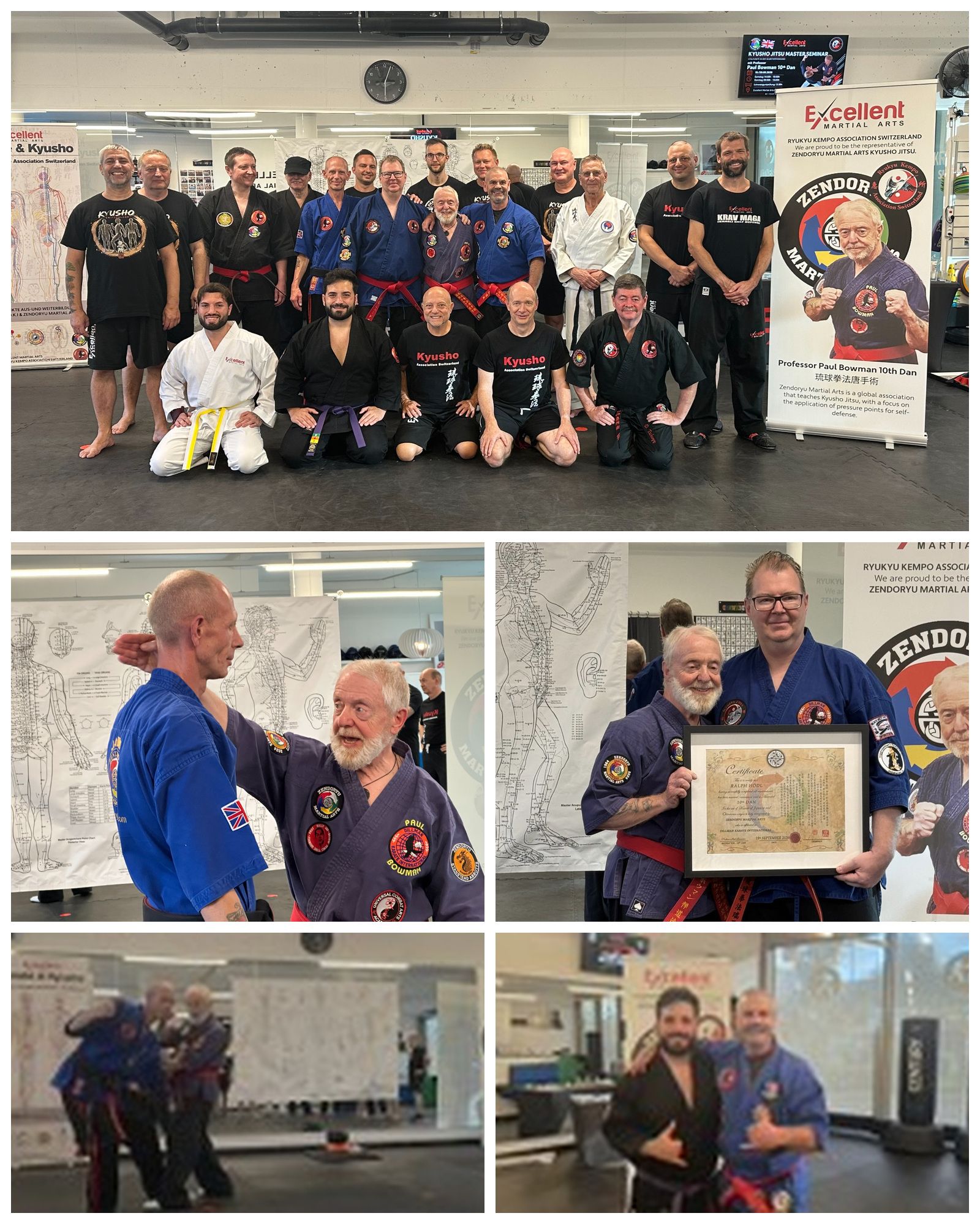 Zwei Tage Kyusho Jitsu mit Professor Paul Bowman, 10. Dan, in Dübendorf. Mit Verleihung des 10. Dan an Shihan Ralph Hödl.